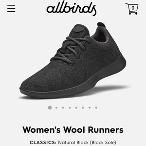 Black Allbirds wool runners shoes size 8
